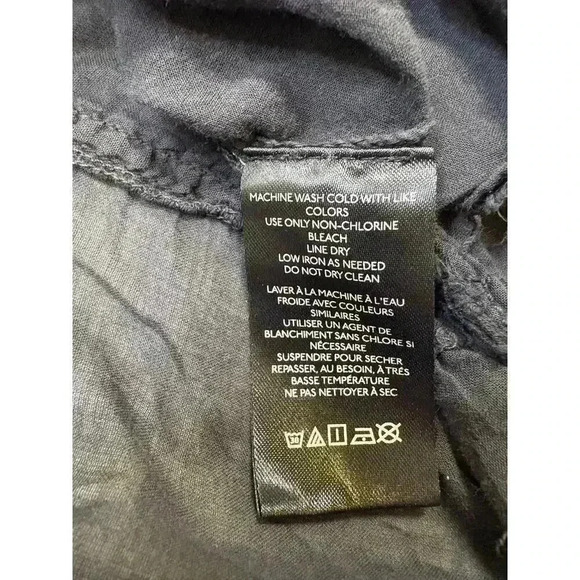 Women’s Free People sz M gray boho peasant top w/ buttons and collar-see damage - Picture 7 of 7